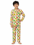 Plumingo Premium Unisex Night Suit – 100% Cotton Full Sleeves Night Suit, Soft Breathable Sleepwear, White Elephant Print