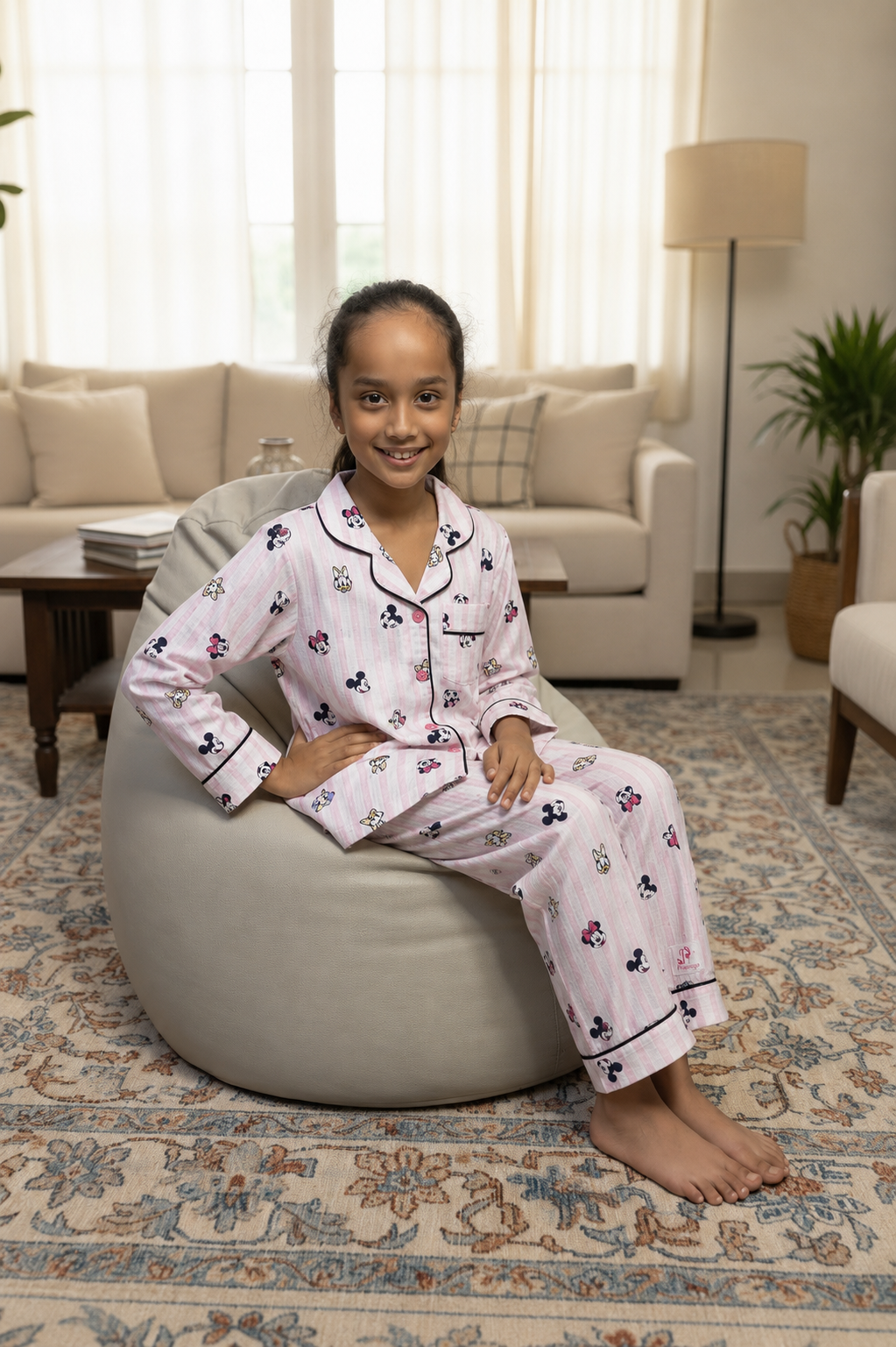 Plumingo Girls Night Suit – 100% Cotton Full Sleeves Night Suit, Soft Breathable Sleepwear, Disney Print