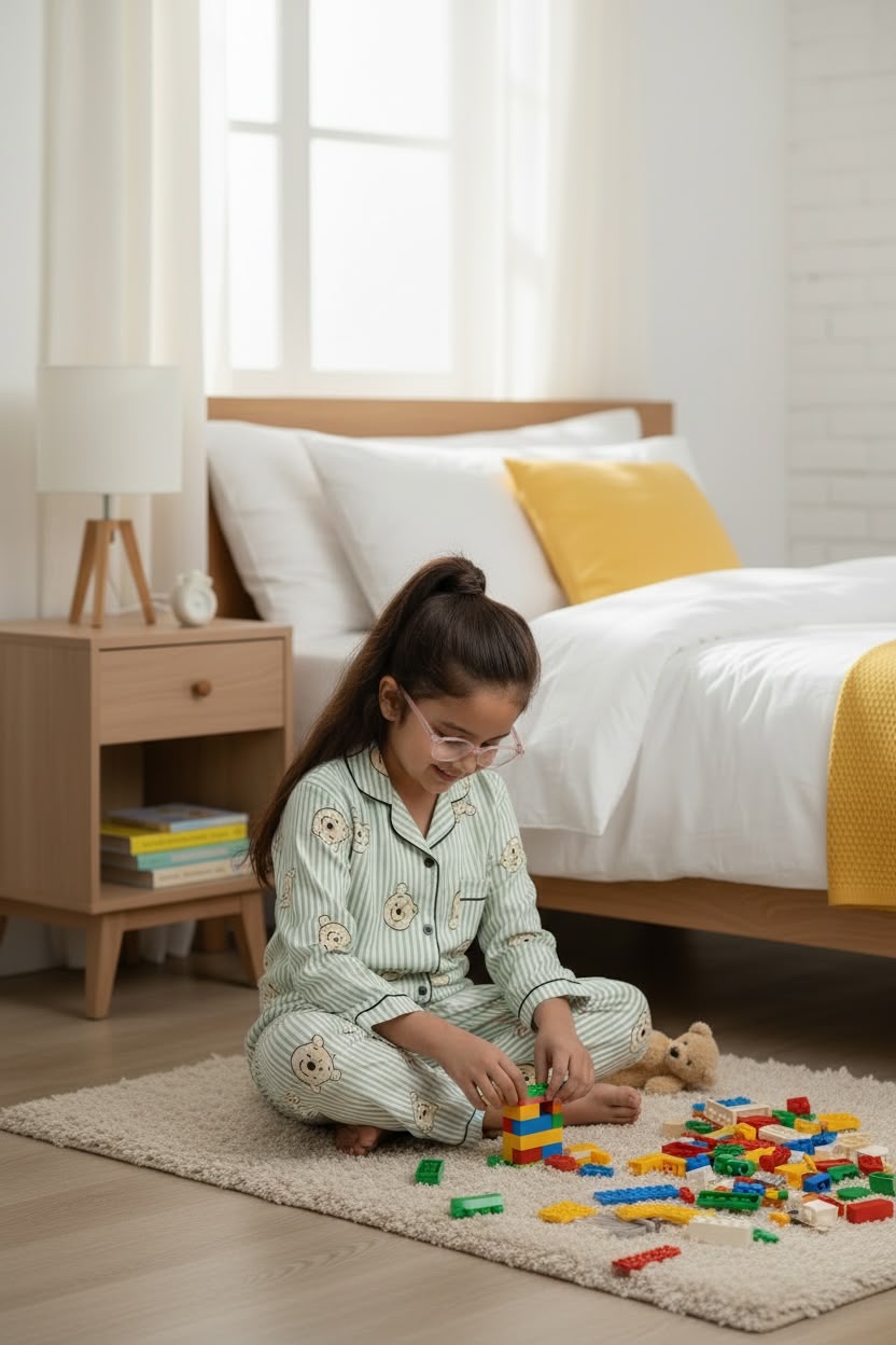 Plumingo Unisex Night Suit – 100% Cotton Full Sleeves, Soft Breathable Sleepwear, Kids Nightwear Pooh Print