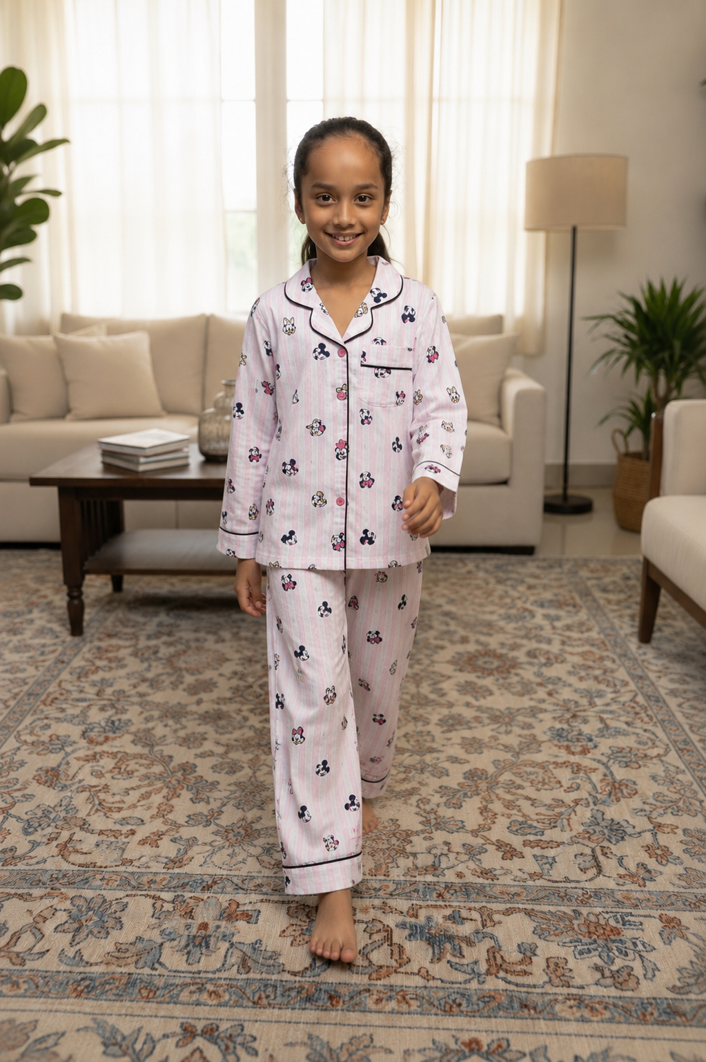 Plumingo Girls Night Suit – 100% Cotton Full Sleeves Night Suit, Soft Breathable Sleepwear, Disney Print