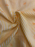 Plumingo Girls Night Suit – 100% Cotton Full Sleeves Night Suit, Soft Breathable Sleepwear, Yellow striped bow print, Peter Pan Collar