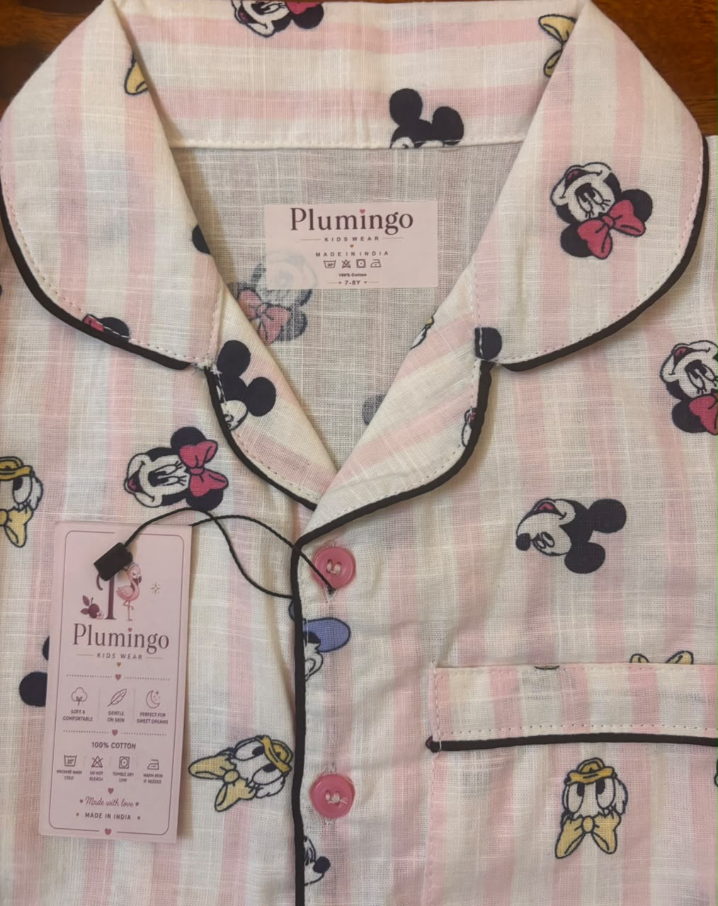 Plumingo Girls Night Suit – 100% Cotton Full Sleeves Night Suit, Soft Breathable Sleepwear, Disney Print