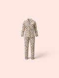 Plumingo Girls Night Suit – 100% Cotton Full Sleeves Night Suit, Soft Breathable Sleepwear, Beige Owl Print