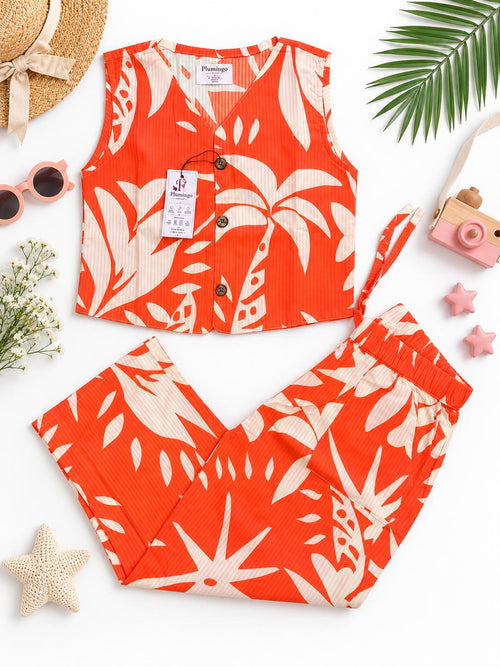 Girls’ Tropical Bloom Orange Co-ord Set