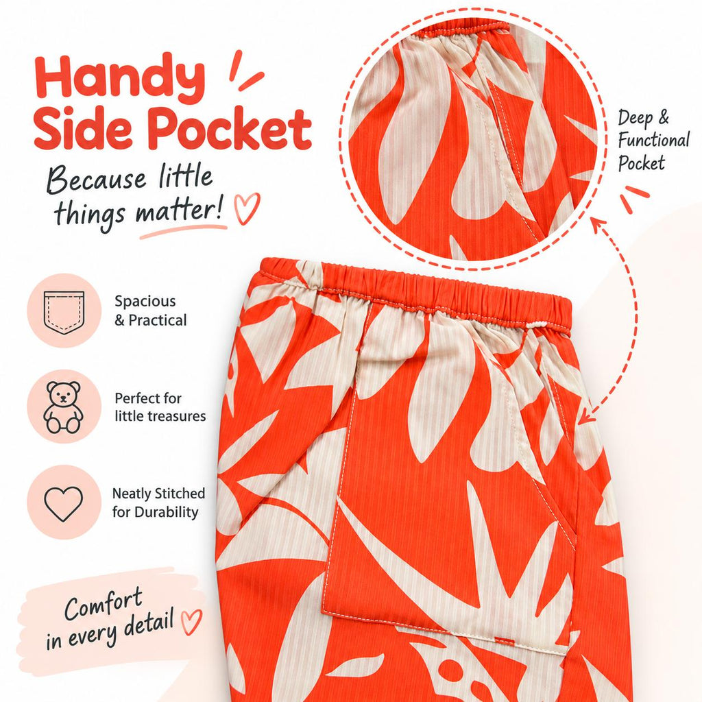 Girls’ Tropical Bloom Orange Co-ord Set