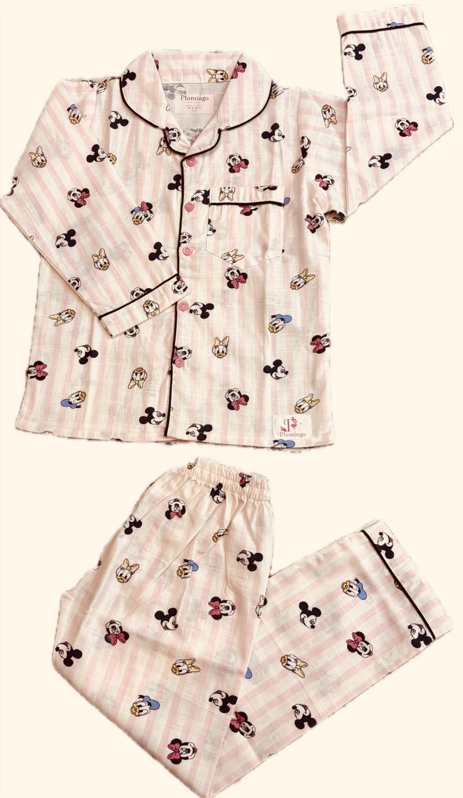 Plumingo Girls Night Suit – 100% Cotton Full Sleeves Night Suit, Soft Breathable Sleepwear, Disney Print