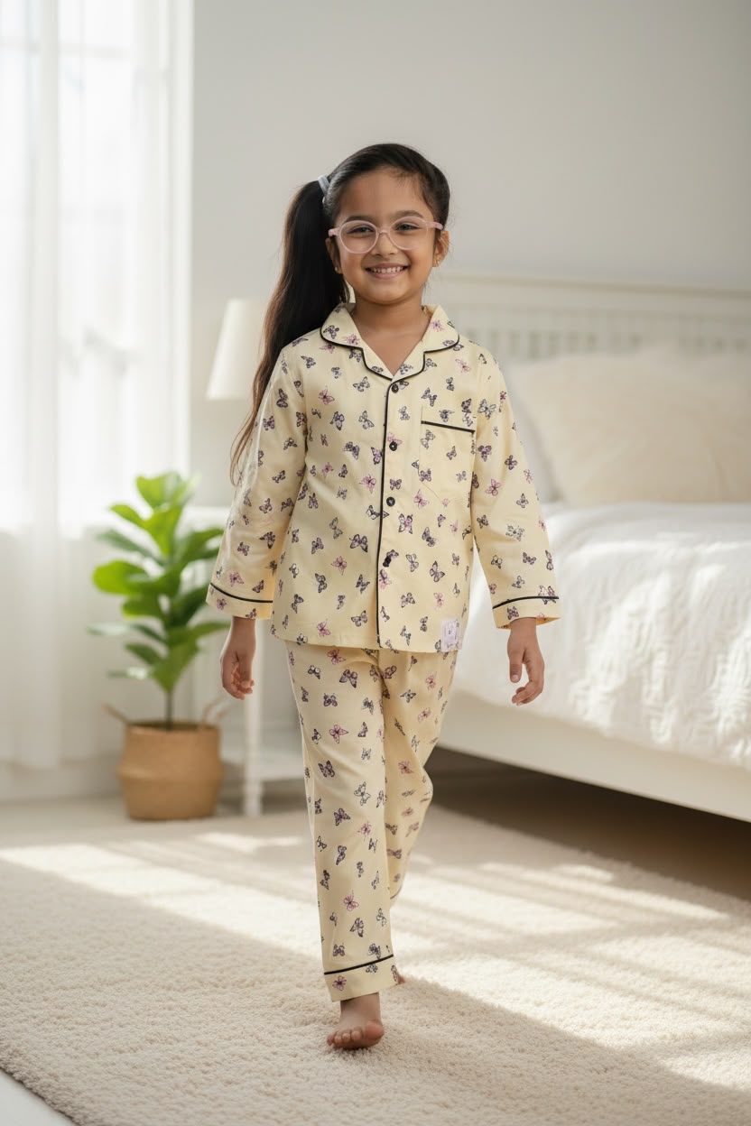Plumingo Girls Night Suit – 100% Cotton Full Sleeves Night Suit, Soft Breathable Sleepwear, Disney Print