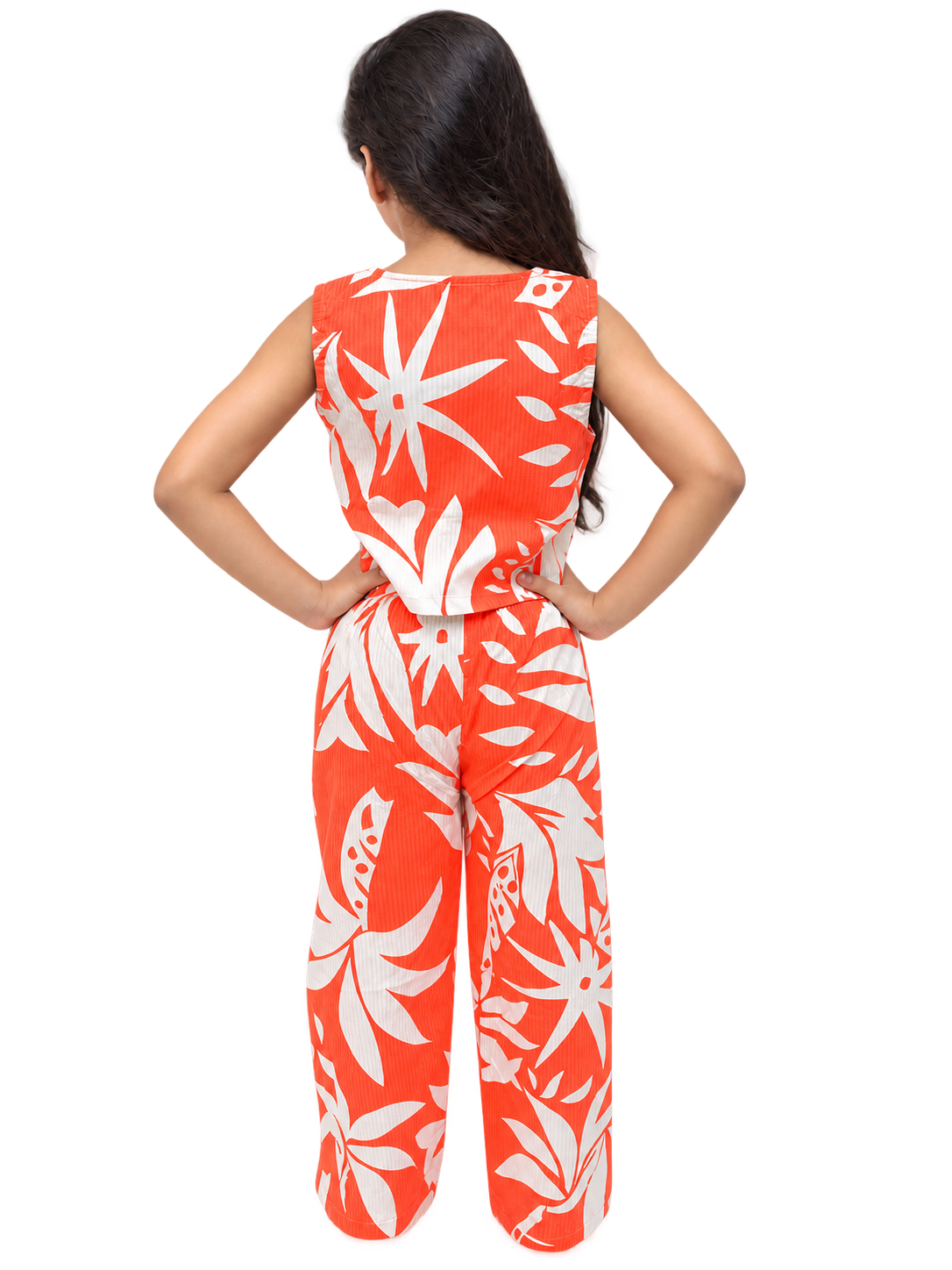 Girls’ Tropical Bloom Orange Co-ord Set